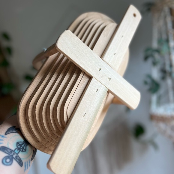 Folding Wooden Basket 12x6” – Butterfly Fern Boho Tray Rustic Cottagecore Decor - Picture 6 of 11